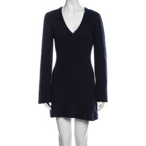 Derek Lam 10 Crosby Navy Cashmere Tunic Mini Dress with buttons